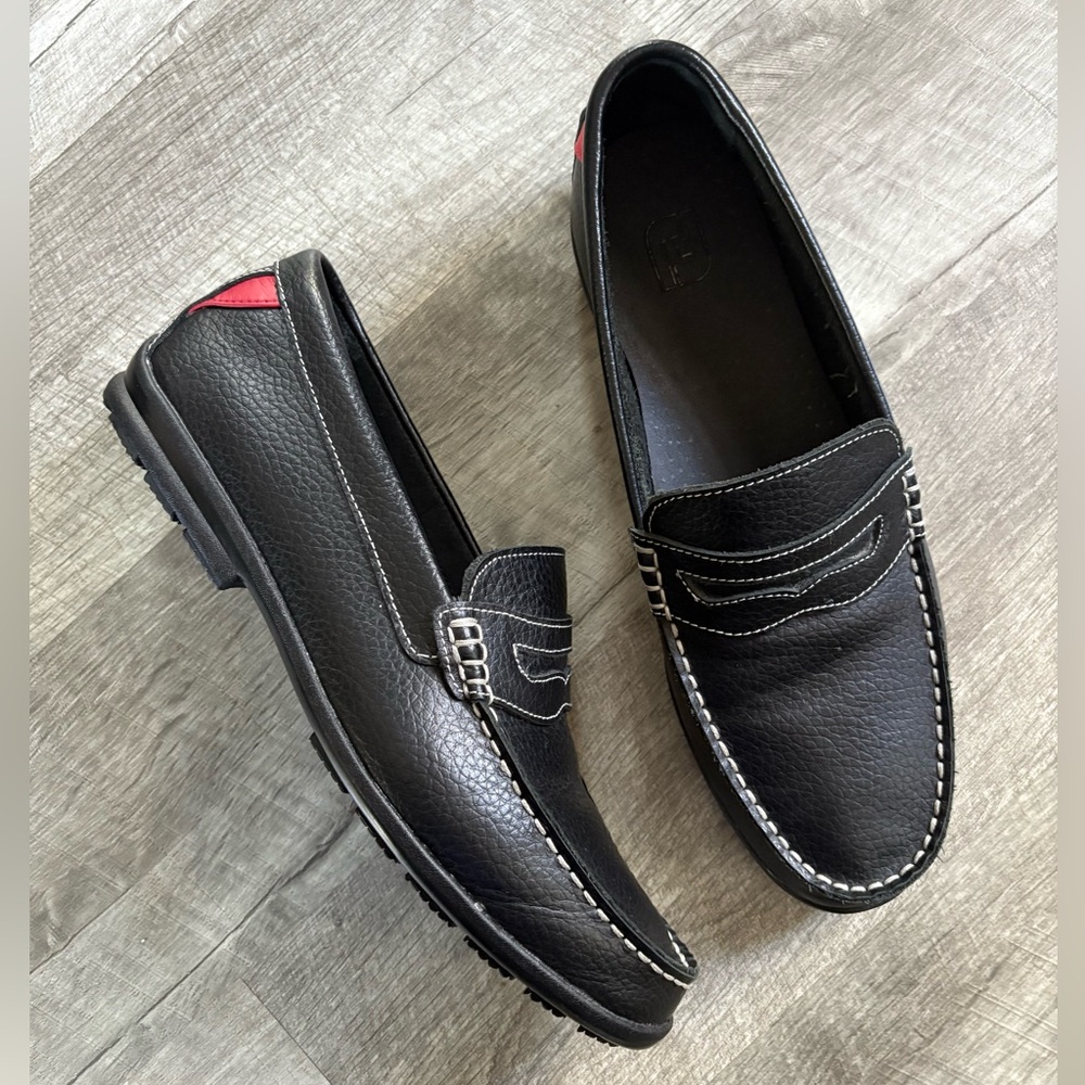 FootJoy Club Casual Leather Loafer Golf Shoes Slip-On 10W black driving casual